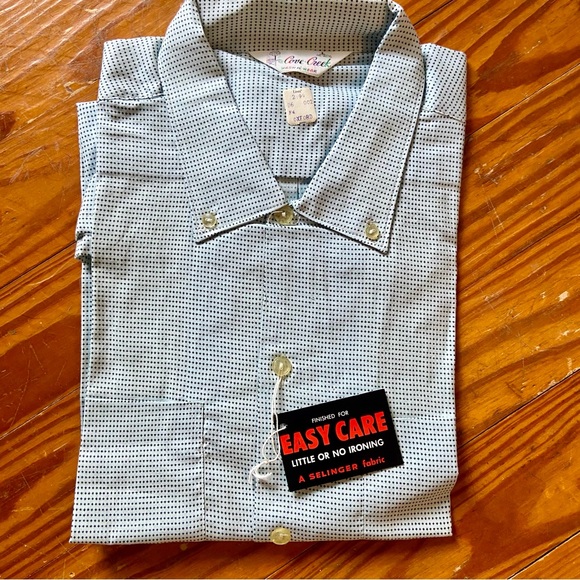 Vintage 70’s Men’s Wash and Wear Button Collar Shirt NEW - Picture 1 of 5